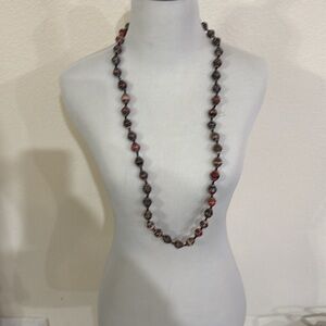 Elegant Beaded Necklace - Black, Brown and Red